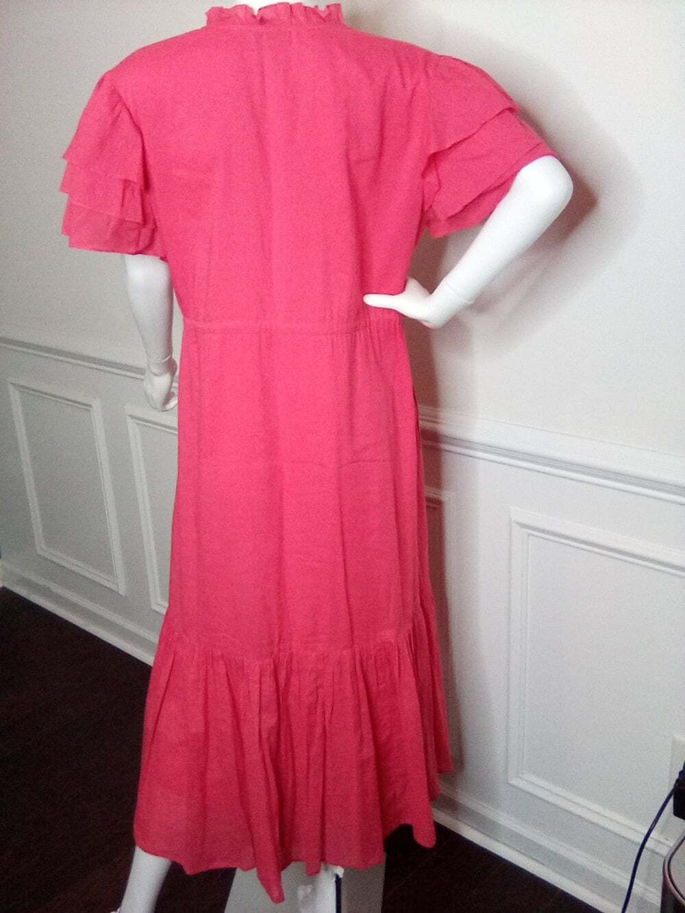 Olivia James The Label Delia Pink Plunge Neck Flutter Sleeve Maxi Sundress, XL - Picture 15 of 16